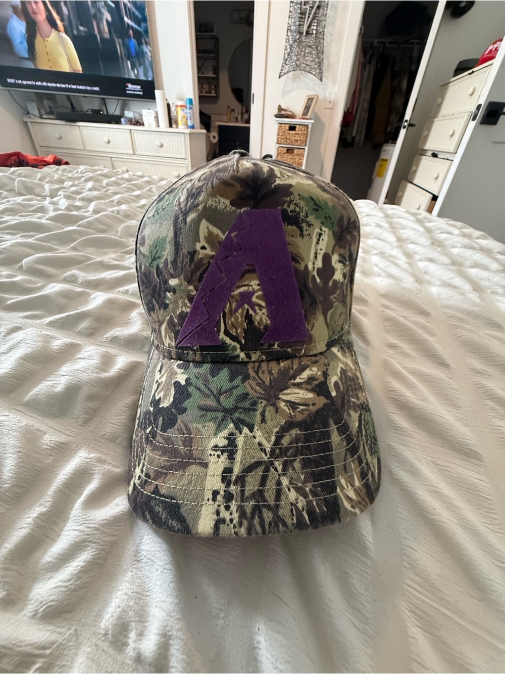 Camouflage Baseball Cap with Purple Logo - Home Art